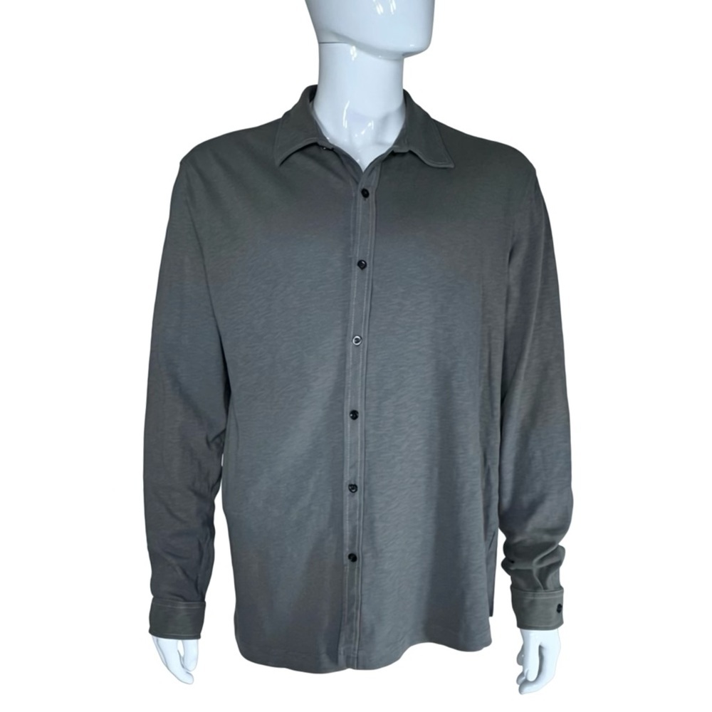 Robert Barakett 100%Cotton Soft Knit Montreal Grey Collard Button Shirt